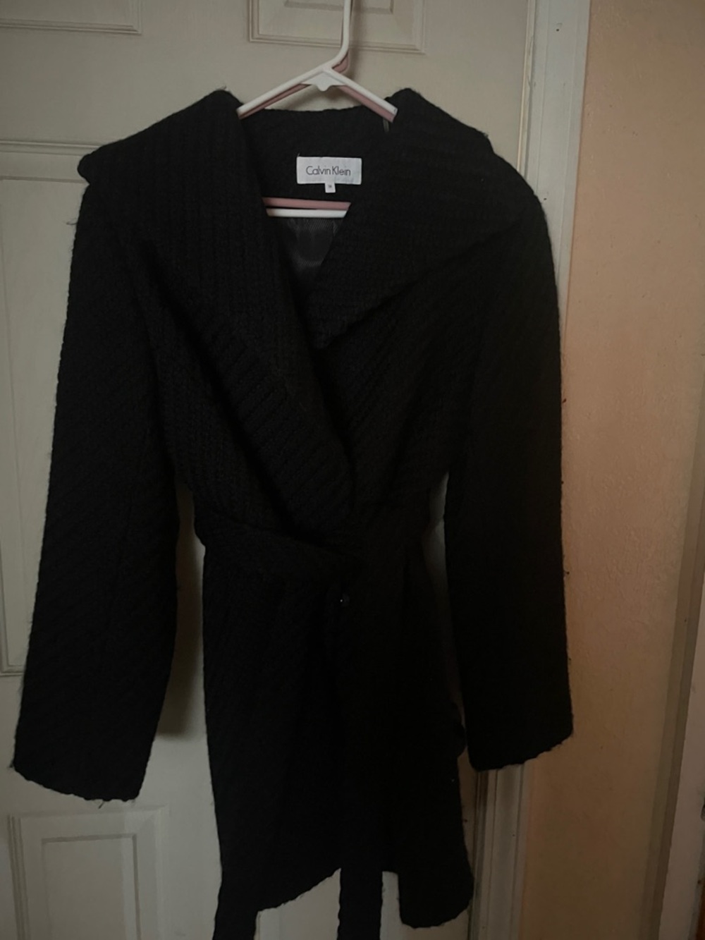 Calvin Klein Women's Black Chunky Knit Cardigan Coat